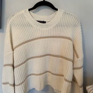 moon & madison Cream and Tan Striped Sweater